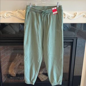 PUMA Sweatpants Sage Green Cotton Drawstring Elastic Joggers NEW Comfy